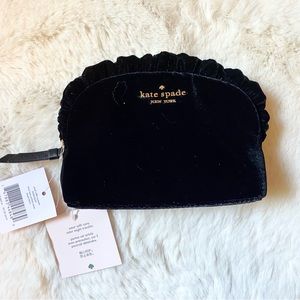NWT Kate Spade small ruffle cosmetic bag in black